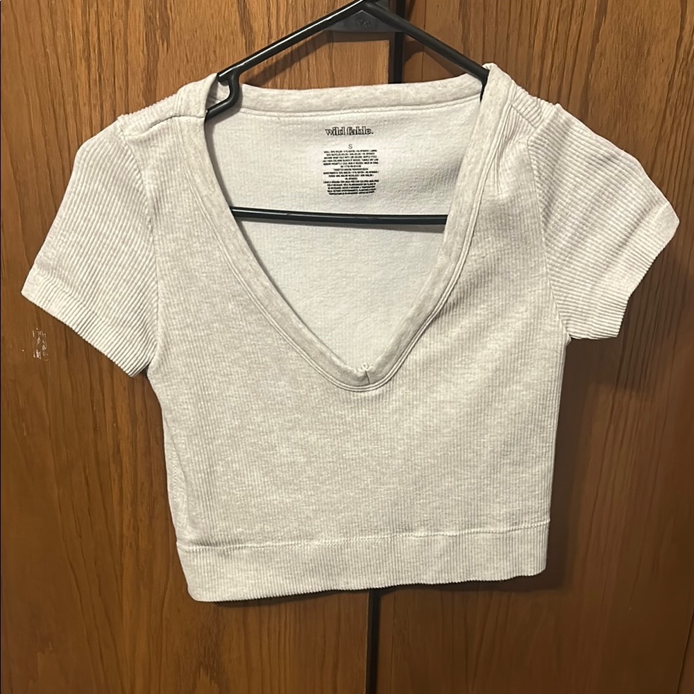 Wild Fable Cream Crop Fitted T-Shirt